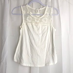 Hollister Creamy White XS Lace Decorative Tank Top with Keyhole Back Women's